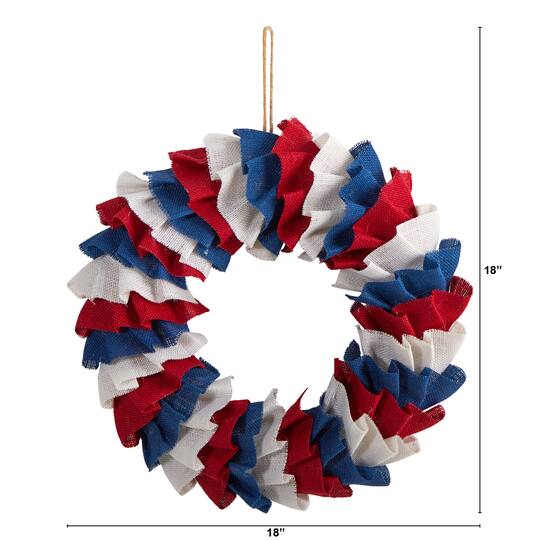 18" Red, White & Blue Americana Burlap Wreath